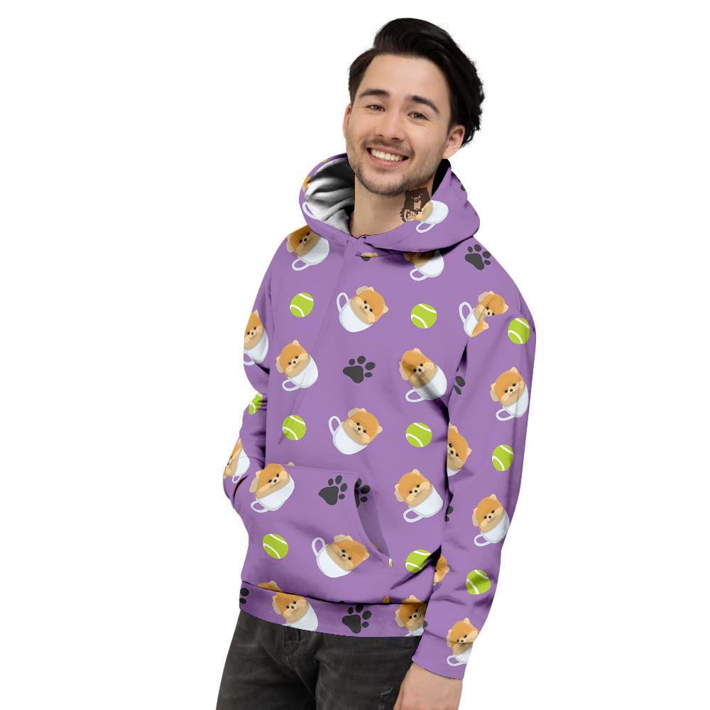 Tea Cup Pomeranian Print Pattern Men's Hoodie-grizzshop