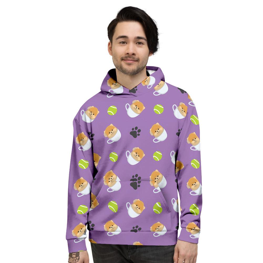 Tea Cup Pomeranian Print Pattern Men's Hoodie-grizzshop