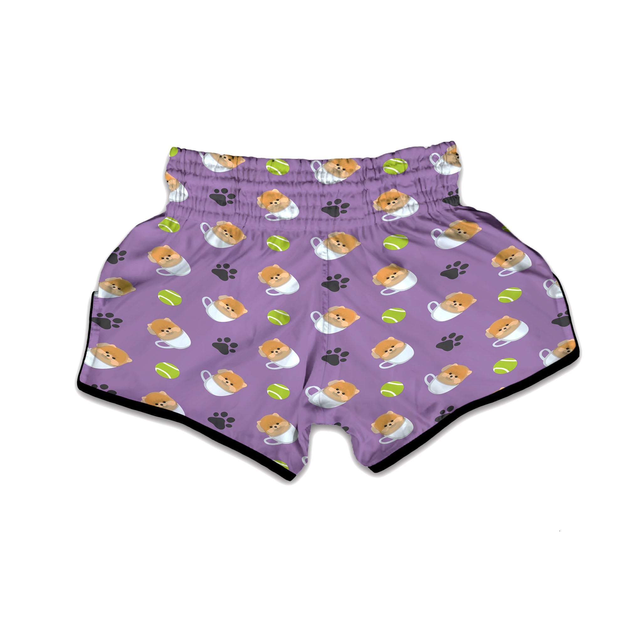 Tea Cup Pomeranian Print Pattern Muay Thai Boxing Shorts-grizzshop