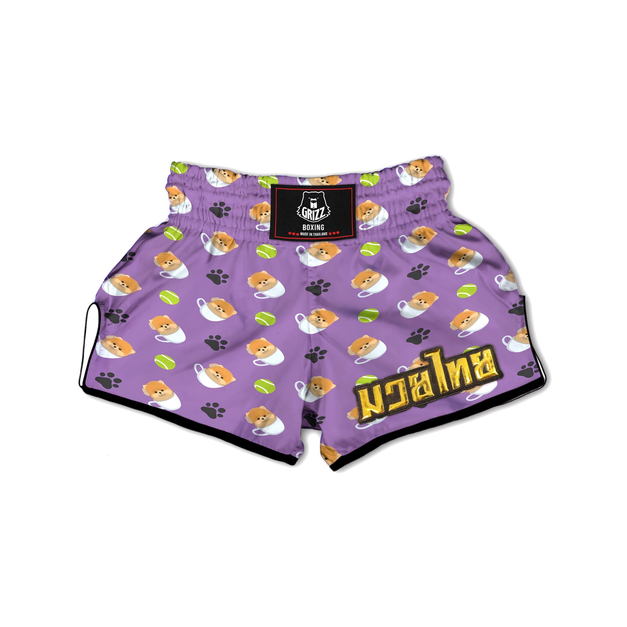 Tea Cup Pomeranian Print Pattern Muay Thai Boxing Shorts-grizzshop