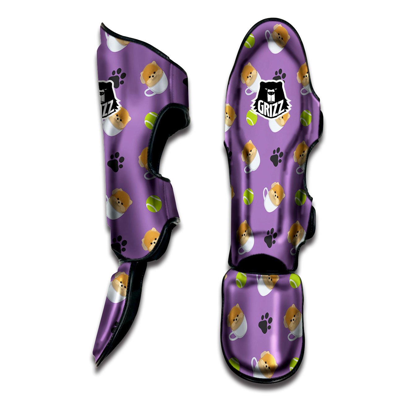 Tea Cup Pomeranian Print Pattern Muay Thai Shin Guards-grizzshop