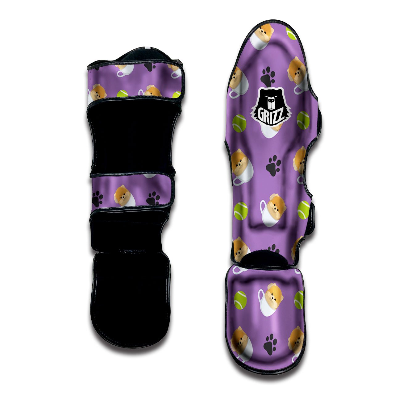 Tea Cup Pomeranian Print Pattern Muay Thai Shin Guards-grizzshop