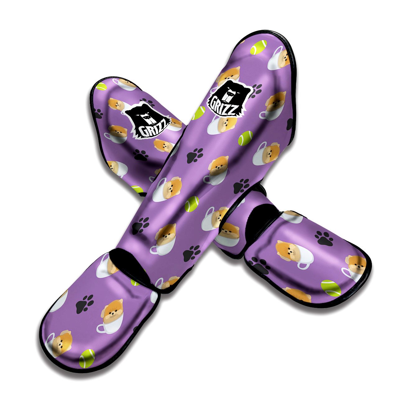 Tea Cup Pomeranian Print Pattern Muay Thai Shin Guards-grizzshop