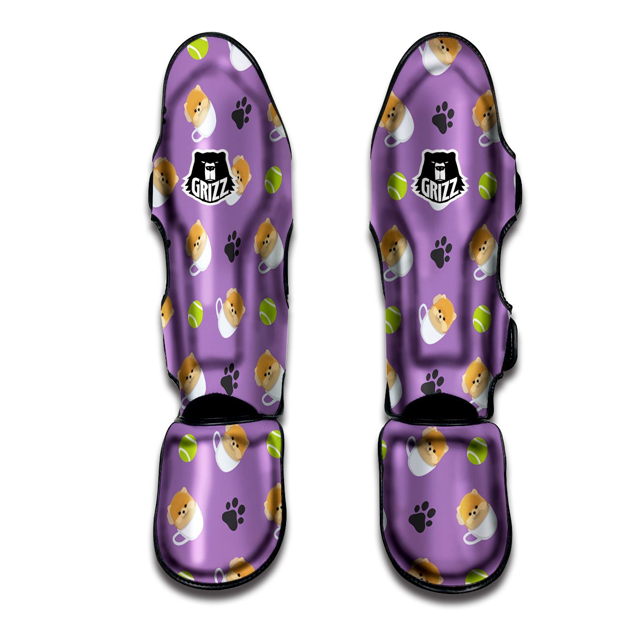 Tea Cup Pomeranian Print Pattern Muay Thai Shin Guards-grizzshop