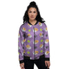 Tea Cup Pomeranian Print Pattern Women's Bomber Jacket-grizzshop