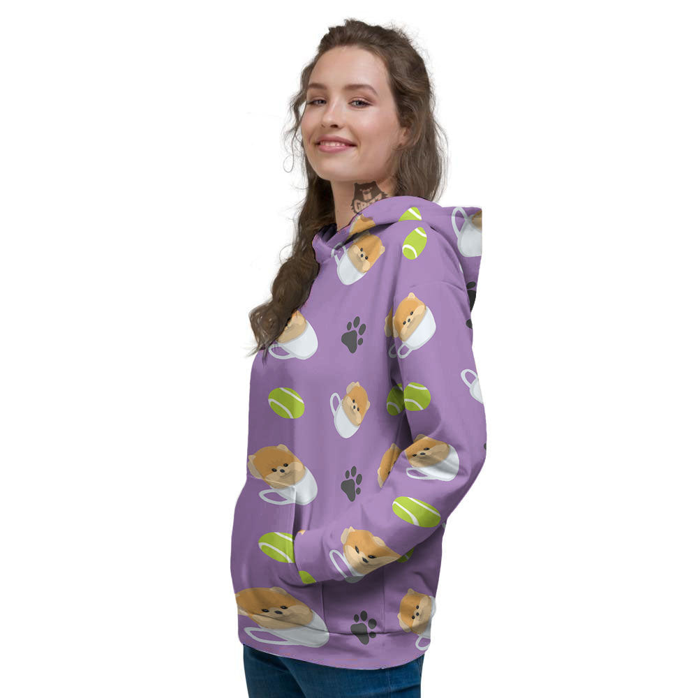 Tea Cup Pomeranian Print Pattern Women's Hoodie-grizzshop
