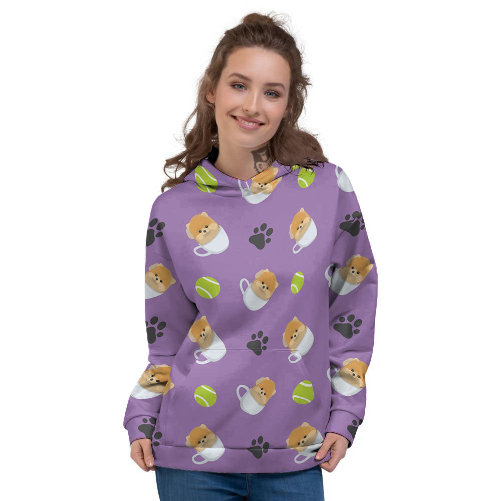 Tea Cup Pomeranian Print Pattern Women's Hoodie-grizzshop