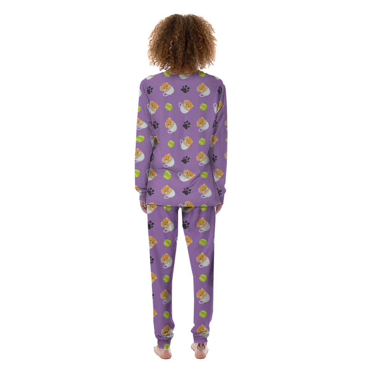 Tea Cup Pomeranian Print Pattern Women's Pajamas-grizzshop