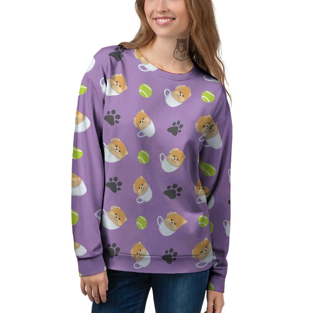 Tea Cup Pomeranian Print Pattern Women's Sweatshirt-grizzshop