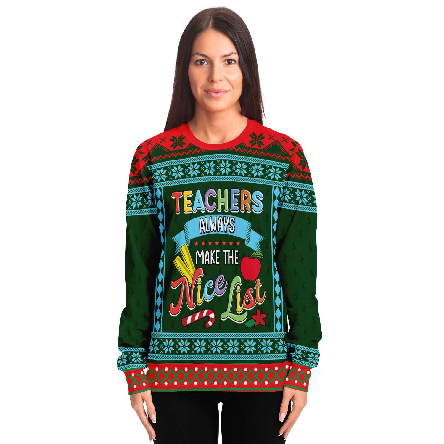 Teacher Always Make The Nice List Ugly Christmas Sweater-grizzshop