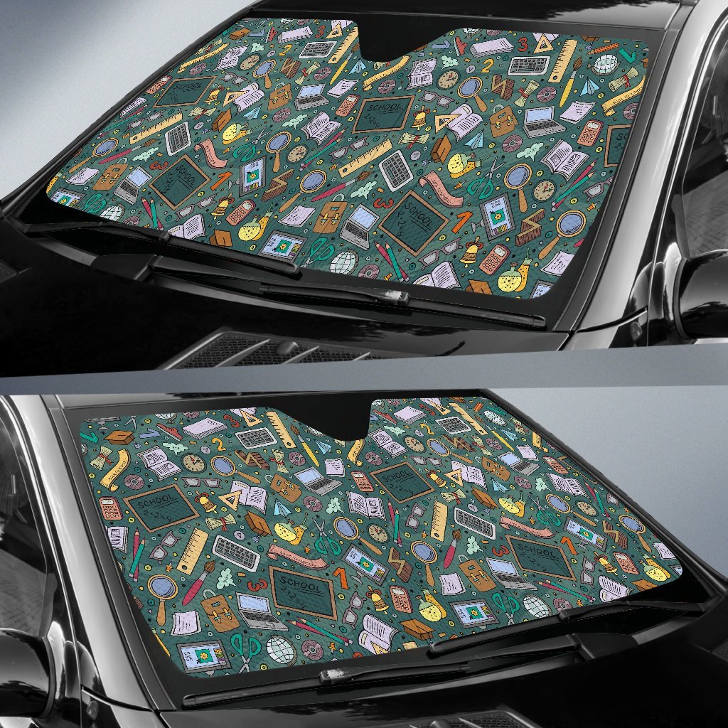 Teacher Pattern Print Car Sun Shade-grizzshop