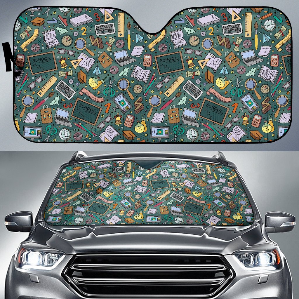 Teacher Pattern Print Car Sun Shade-grizzshop