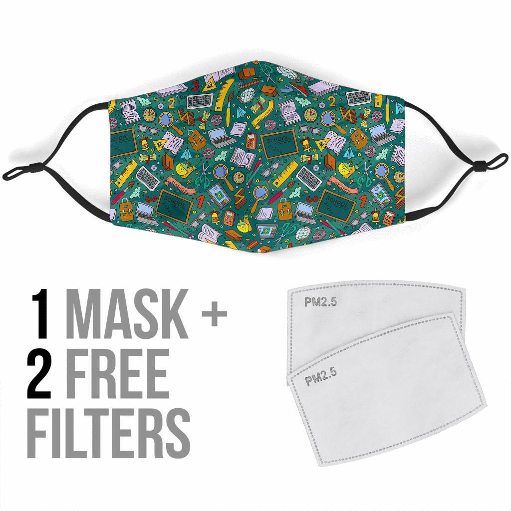 Teacher Pattern Print Face Mask-grizzshop