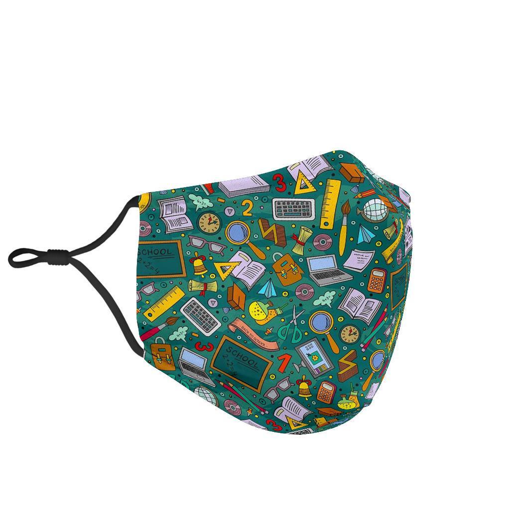 Teacher Pattern Print Face Mask-grizzshop
