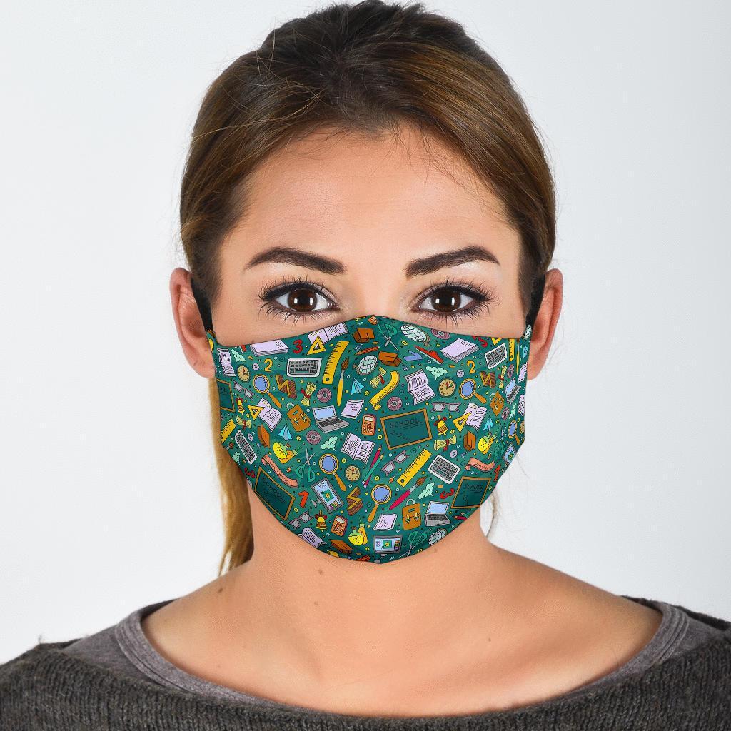 Teacher Pattern Print Face Mask-grizzshop