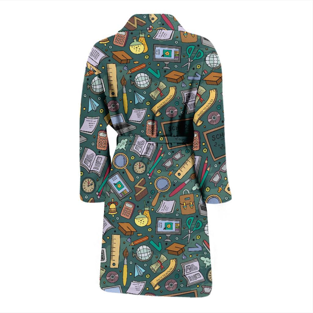 Teacher Pattern Print Men Long Robe-grizzshop