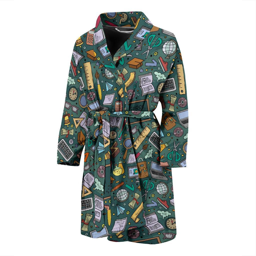 Teacher Pattern Print Men Long Robe-grizzshop