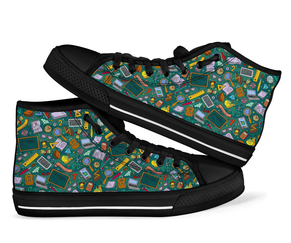 Teacher Pattern Print Men Women's High Top Shoes-grizzshop