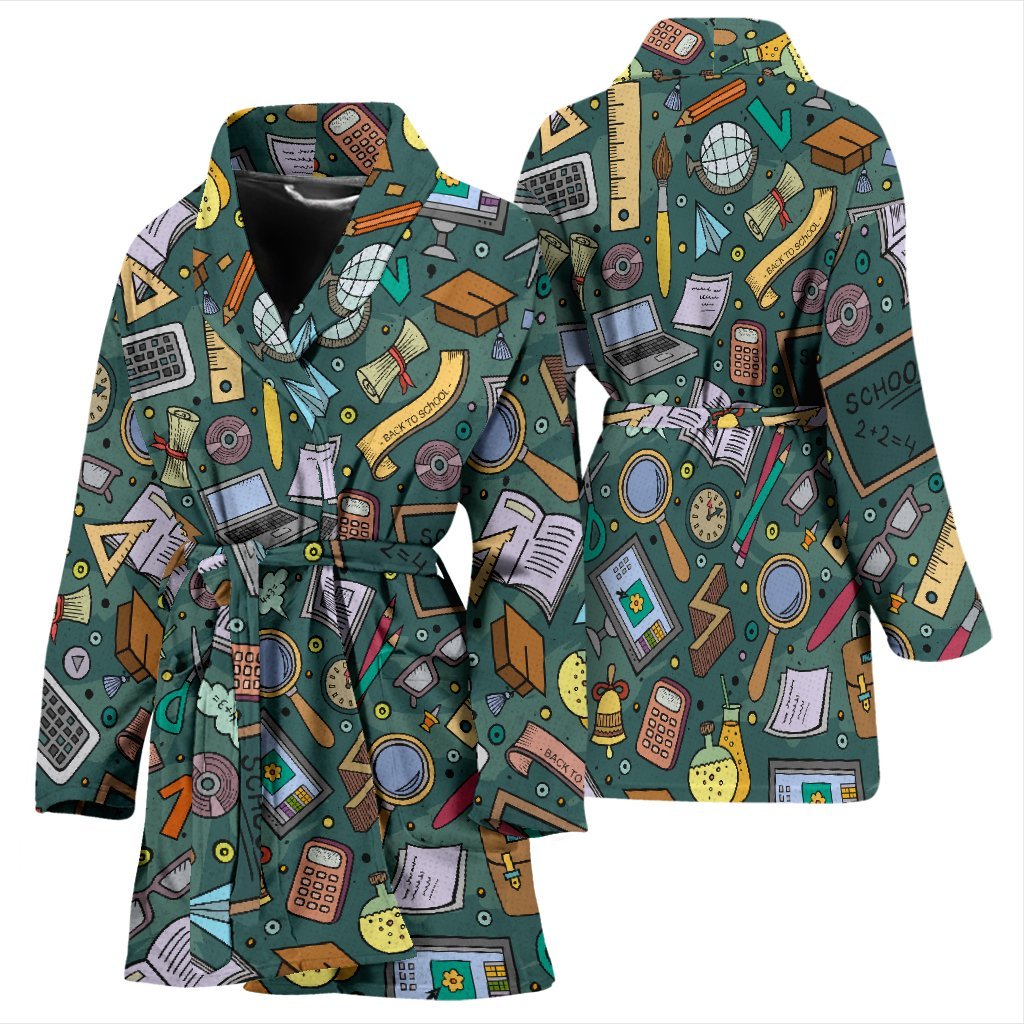 Teacher Pattern Print Women Long Robe-grizzshop