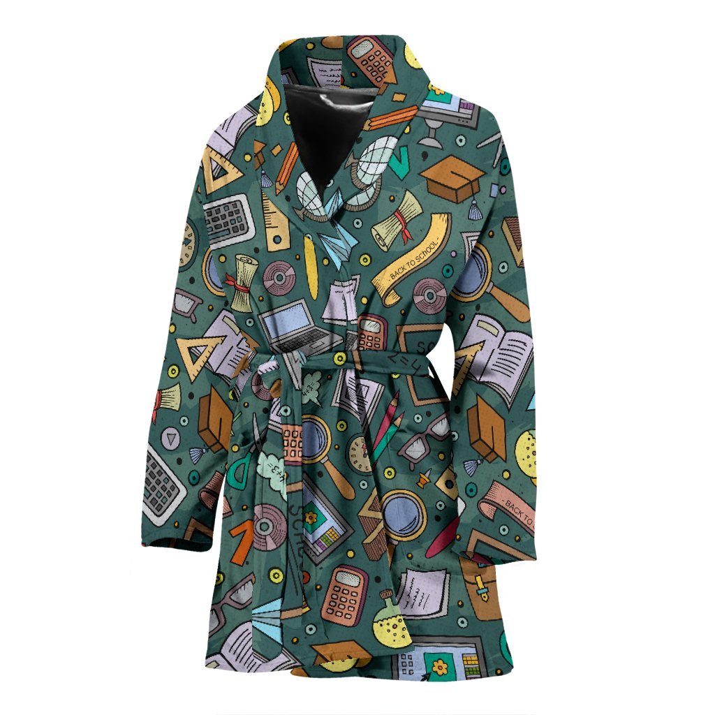 Teacher Pattern Print Women Long Robe-grizzshop