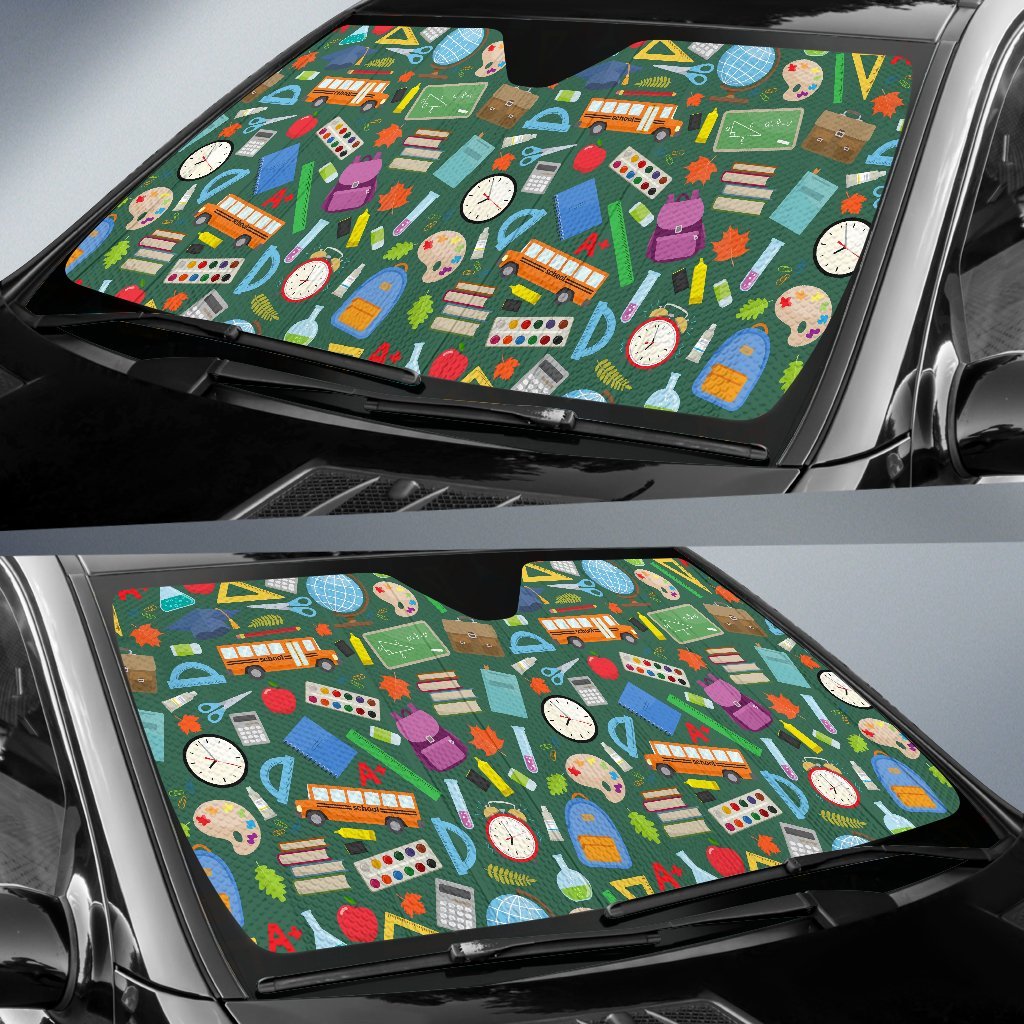 Teacher Print Pattern Car Sun Shade-grizzshop