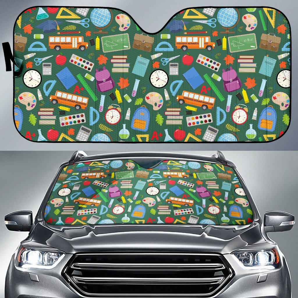 Teacher Print Pattern Car Sun Shade-grizzshop