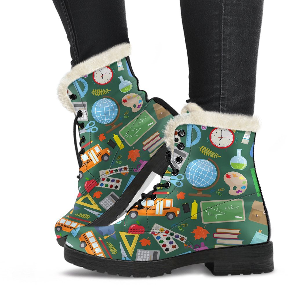 Teacher Print Pattern Comfy Winter Boots-grizzshop