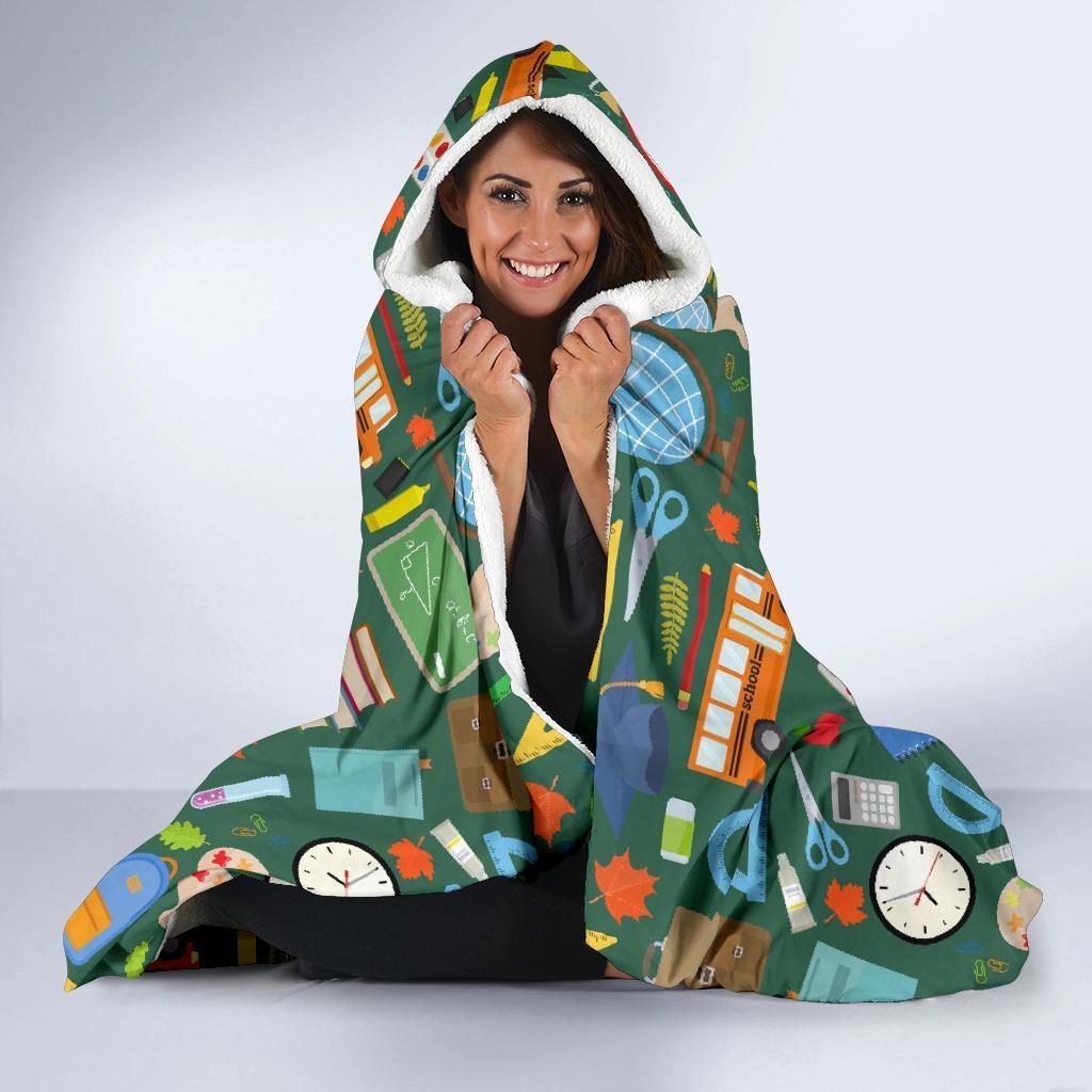 Teacher Print Pattern Hooded Blanket-grizzshop