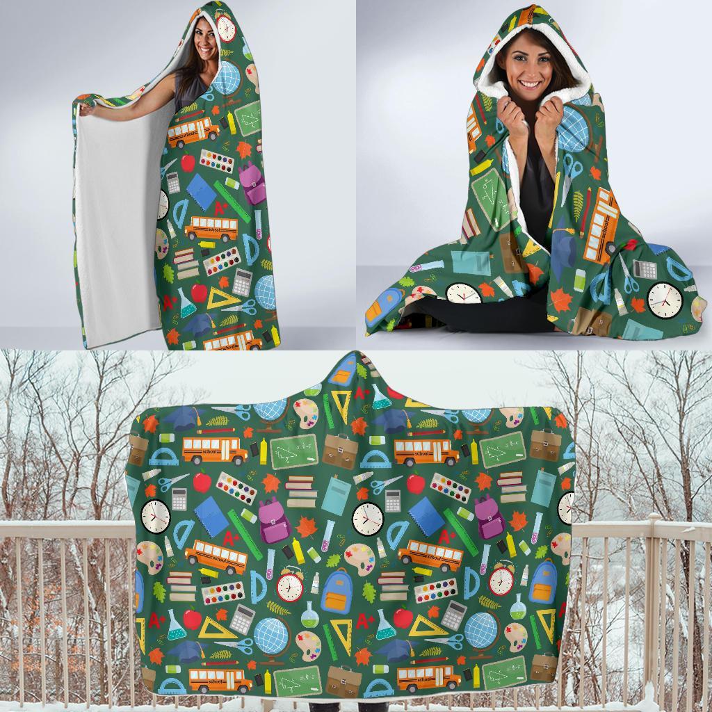 Teacher Print Pattern Hooded Blanket-grizzshop