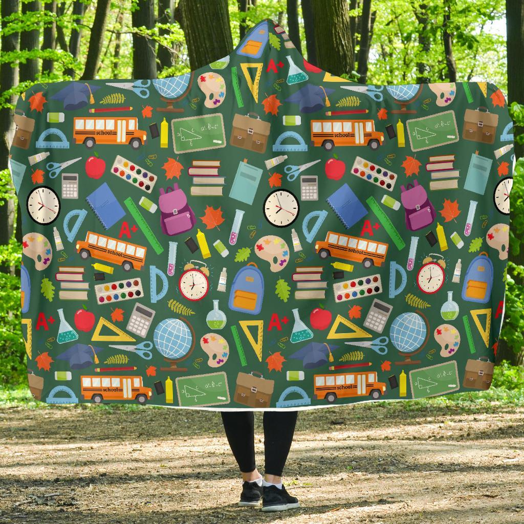 Teacher Print Pattern Hooded Blanket-grizzshop