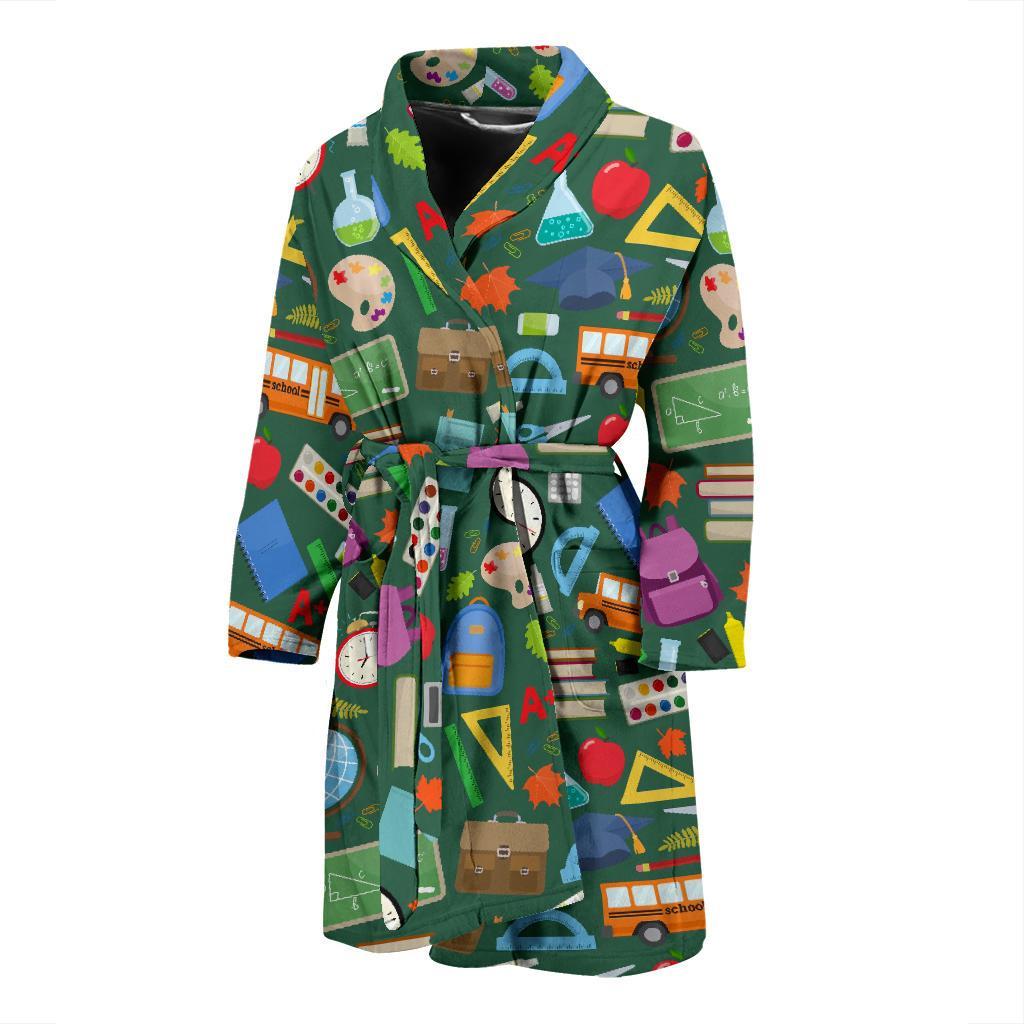 Teacher Print Pattern Men Long Robe-grizzshop