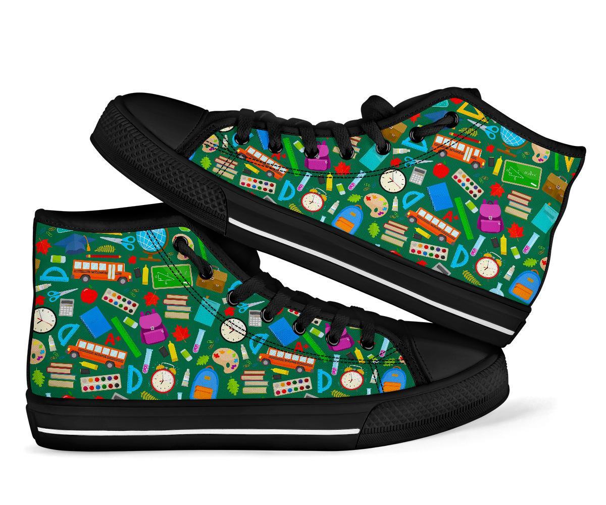 Teacher Print Pattern Men Women's High Top Shoes-grizzshop
