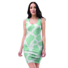 Teal And White Cow Print Bodycon Dress-grizzshop