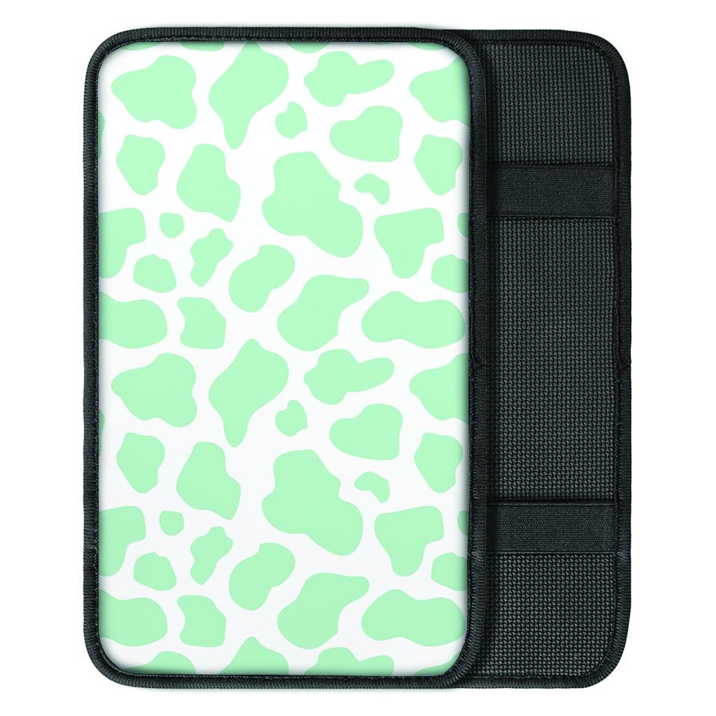 Teal And White Cow Print Car Console Cover-grizzshop
