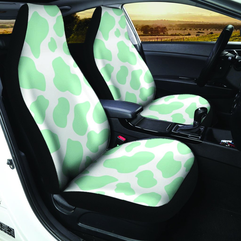 Teal And White Cow Print Car Seat Covers-grizzshop