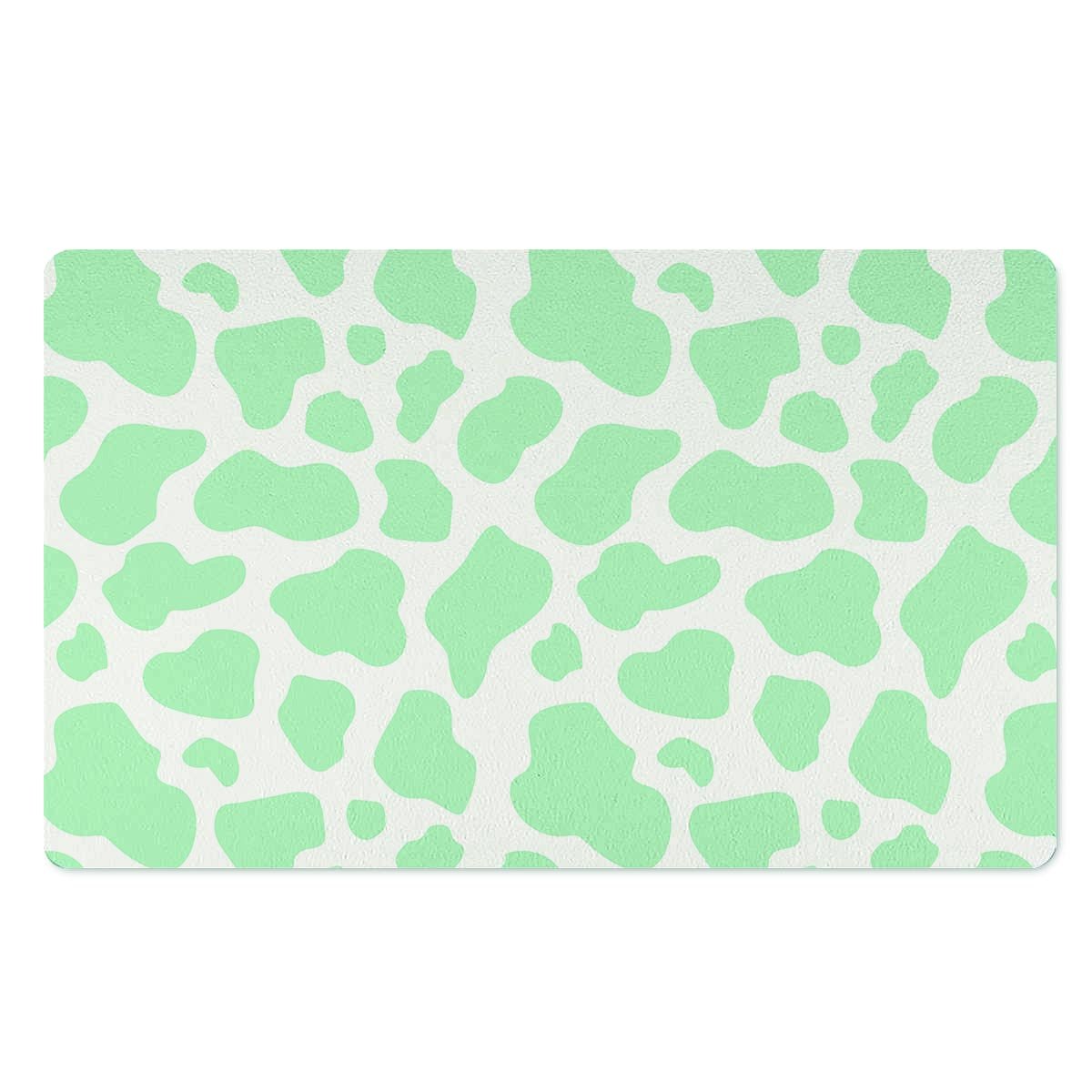 Teal And White Cow Print Door Mat-grizzshop