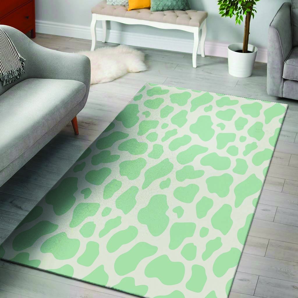 Teal And White Cow Print Floor Mat-grizzshop