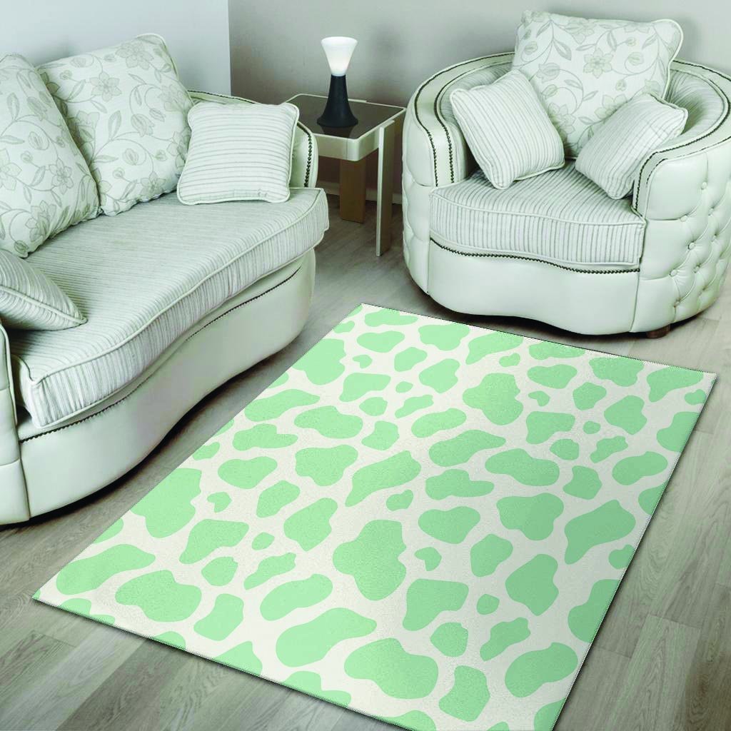 Teal And White Cow Print Floor Mat-grizzshop