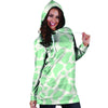 Teal And White Cow Print Hoodie Dress-grizzshop