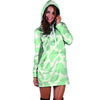 Teal And White Cow Print Hoodie Dress-grizzshop