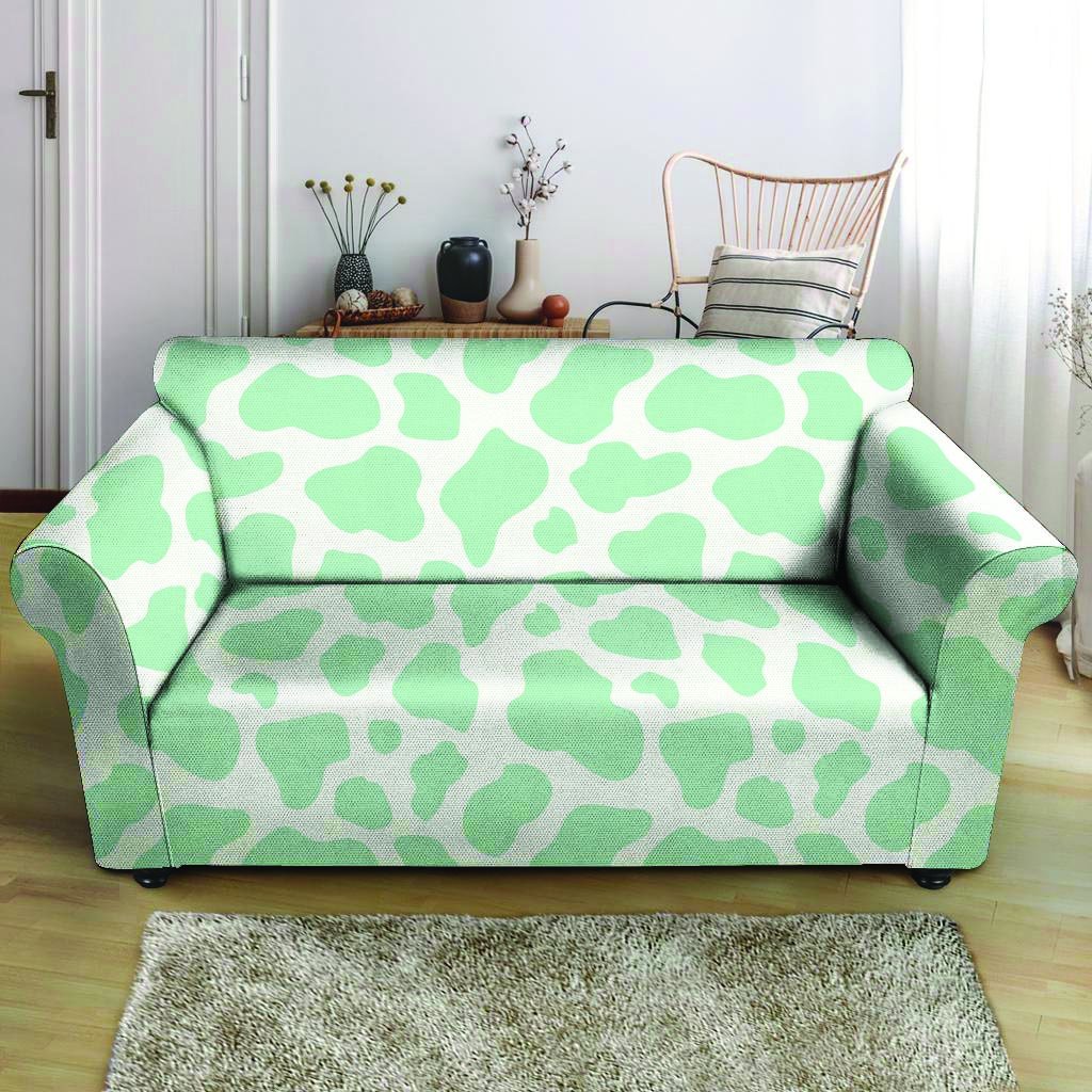 Teal And White Cow Print Loveseat Cover-grizzshop