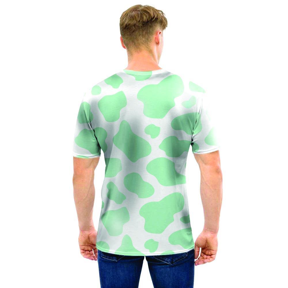 Teal And White Cow Print Men T Shirt-grizzshop