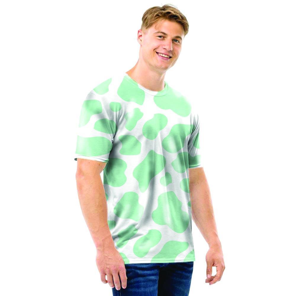 Teal And White Cow Print Men T Shirt-grizzshop