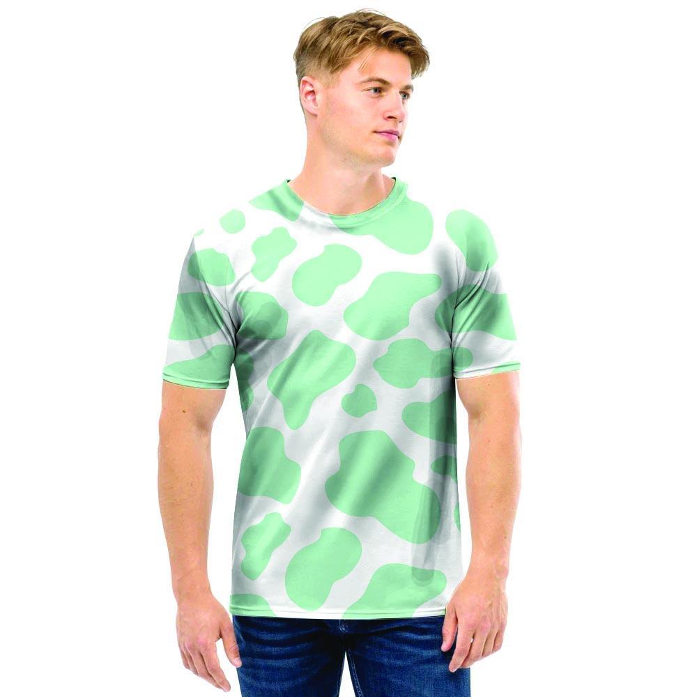 Teal And White Cow Print Men T Shirt-grizzshop