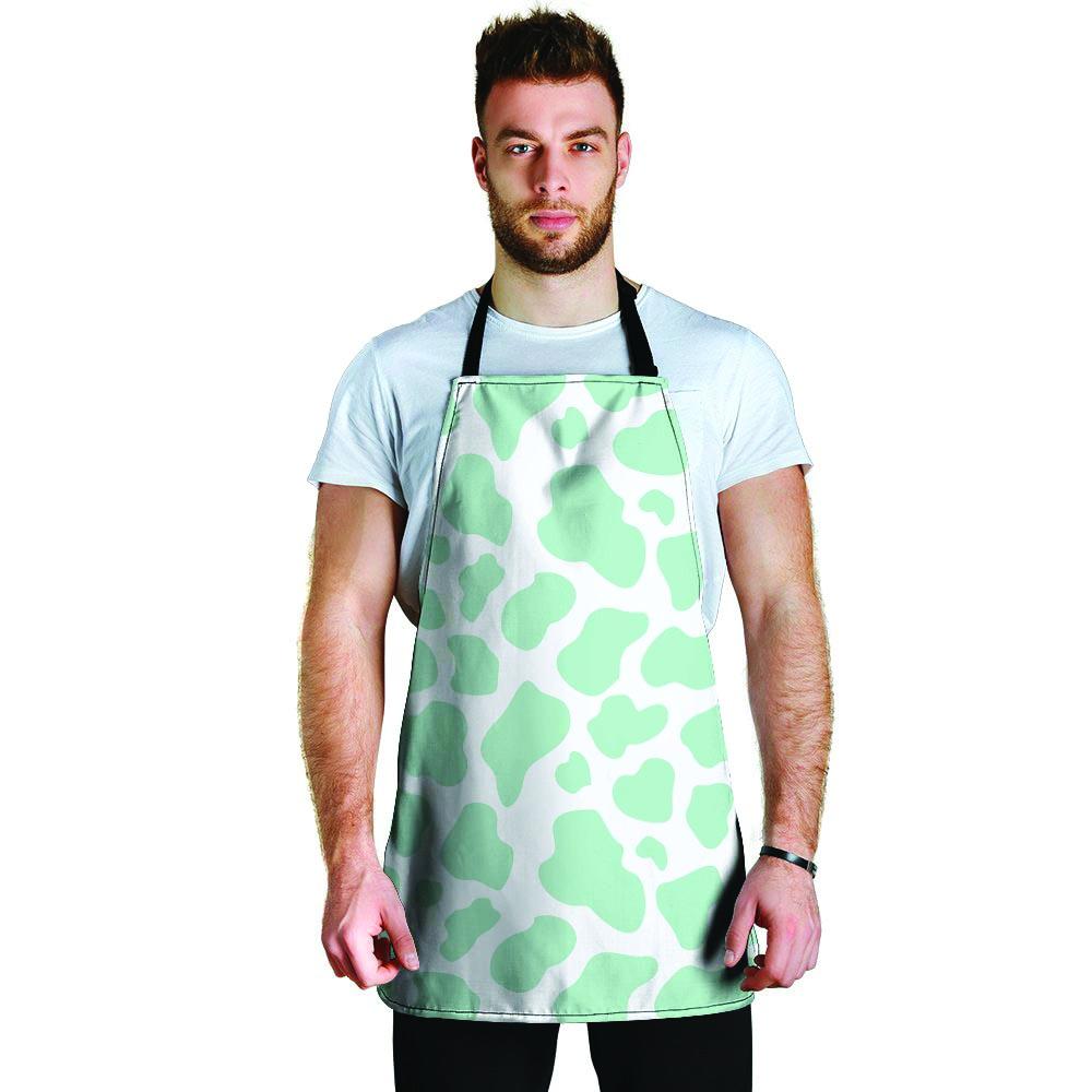 Teal And White Cow Print Men's Apron-grizzshop