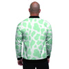 Teal And White Cow Print Men's Bomber Jacket-grizzshop