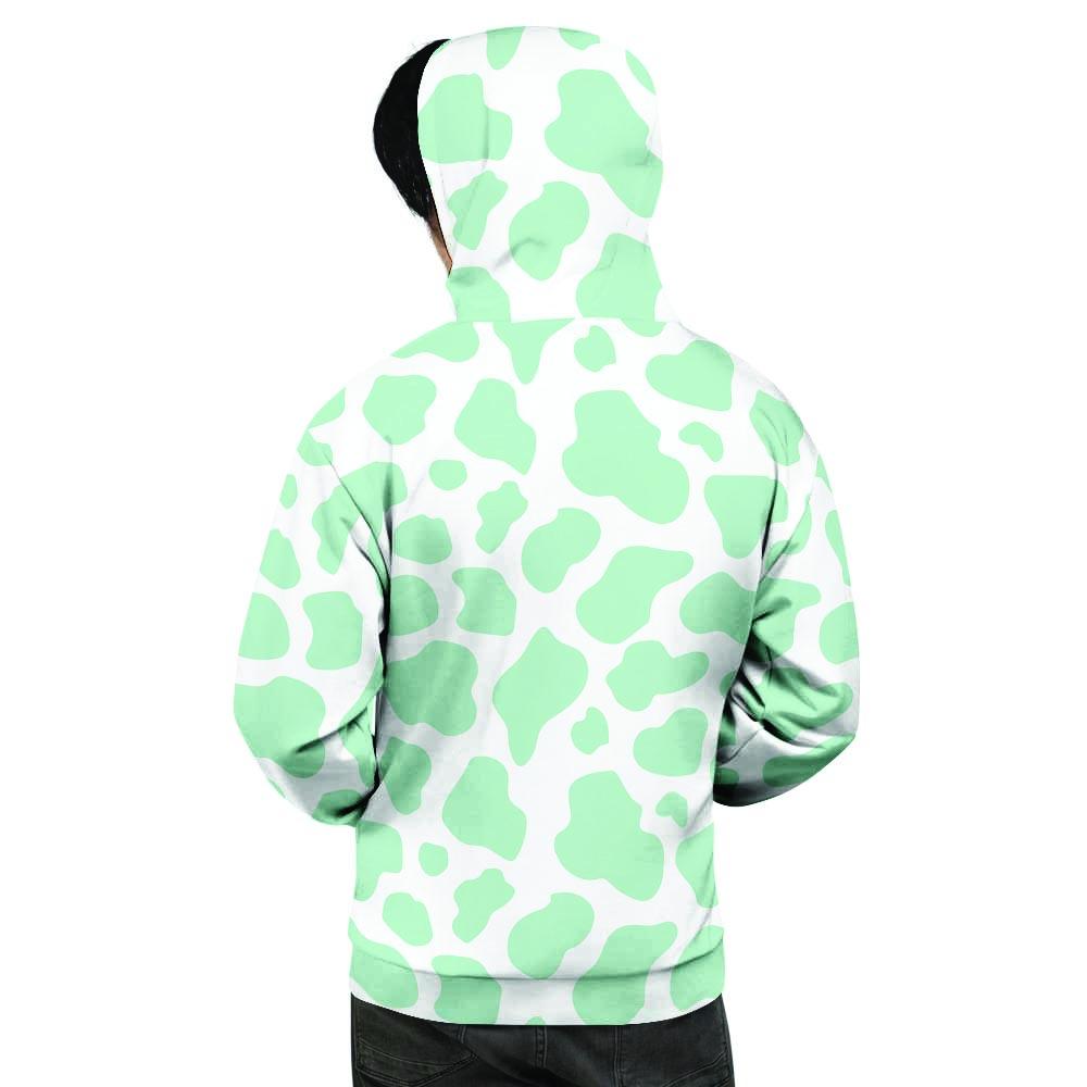 Teal And White Cow Print Men's Hoodie-grizzshop