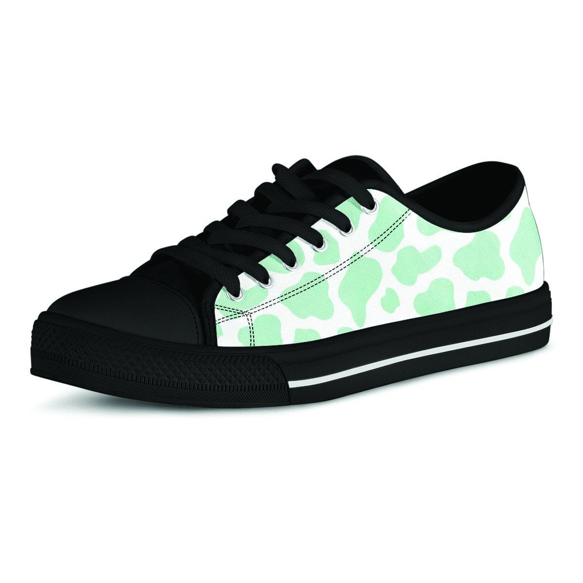 Teal And White Cow Print Men's Low Top Shoes-grizzshop