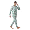 Teal And White Cow Print Men's Pajamas-grizzshop