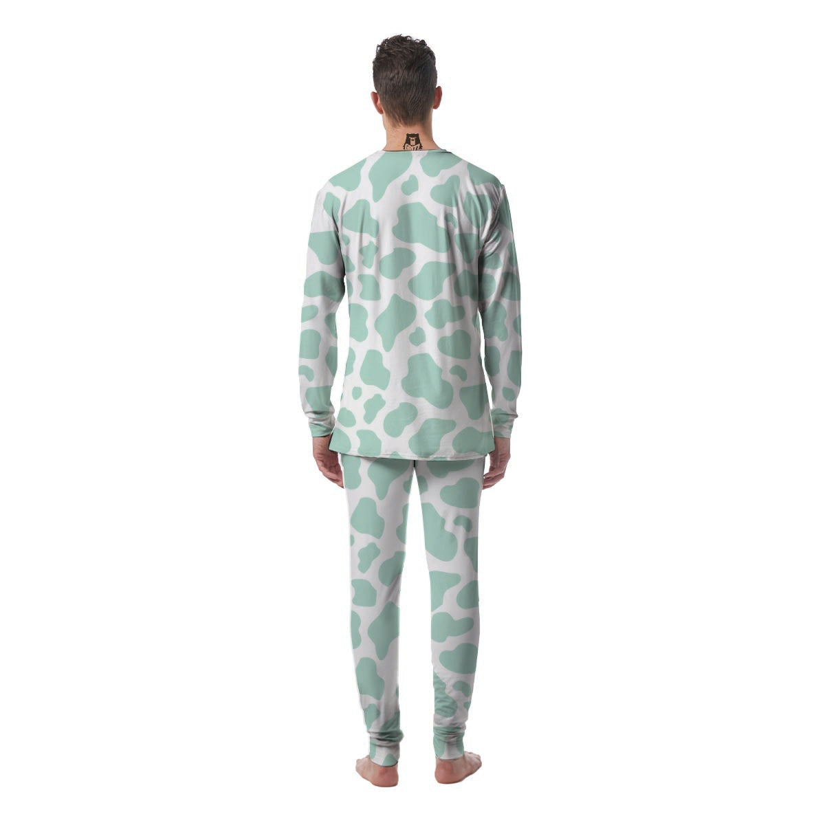 Teal And White Cow Print Men's Pajamas-grizzshop